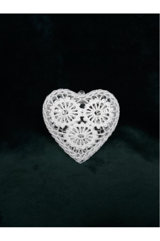 Bombka serce "grajcarki", szer. 8 cm., wys. 8 cm., gł. 4 cm., wykonana ręcznie